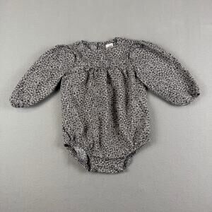 Carter’s Floral Bubble Romper 12M Gray Long Sleeve